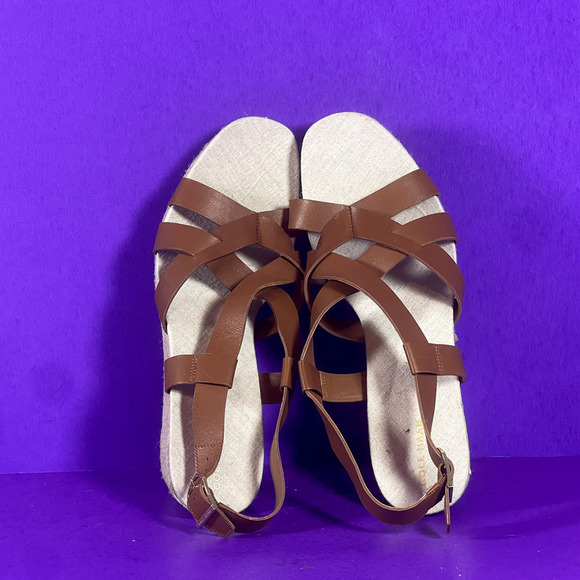 Cole Haan Honey Brown Leather Crystal Wedge‎ Sandals Women's Shoe Size 11 B - Picture 5 of 9